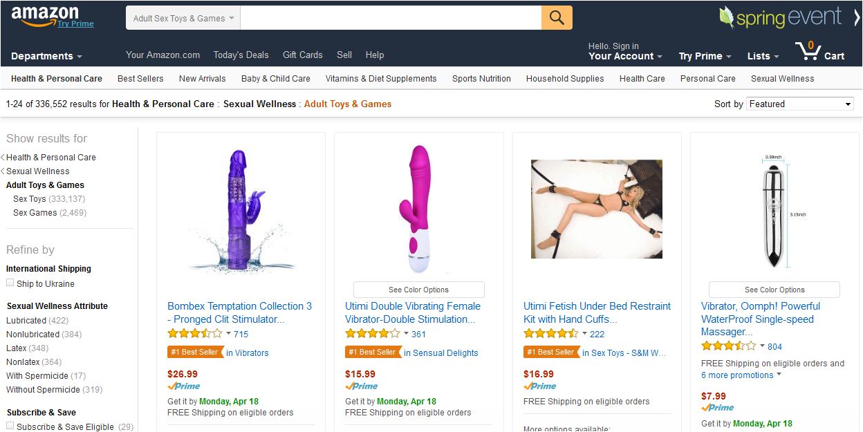  интернет магазин секс игрушек на Amazon